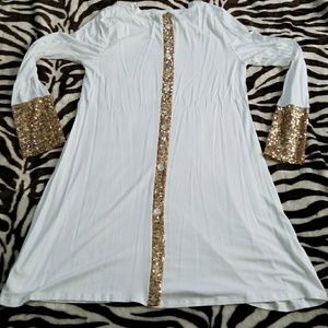 White & gold sequin tunic dress